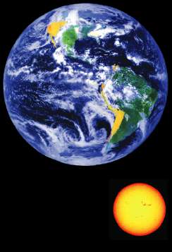 Jorden og Solen set fra rummet.